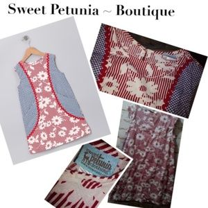 SWEET PETUNIA Red & Blue Flower DRESS